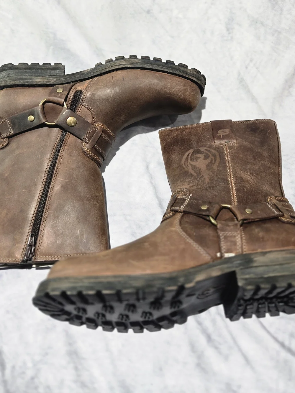 Skechers Brown Leather Motorcycle Harness Boots